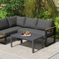 Outdoor Coffee Table, Rectangular Patio Table with Steel Frame and Slat Tabletop for Garden, Balcony, Grey