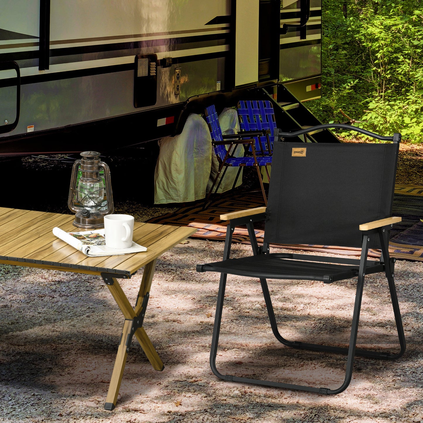 Camping Chair, Lightweight Folding Chair, Portable Armchair, Excellent for Festivals, Fishing, Dark Grey