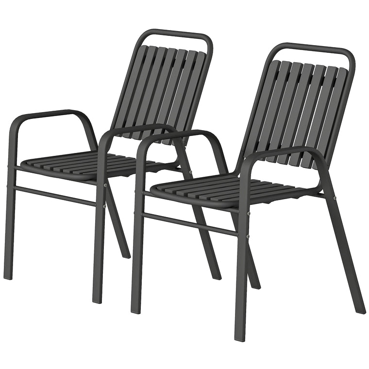 Stackable Outdoor Dining Chairs, Set of 2