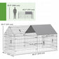 Metal Chicken Coop, Large Chicken Run with Water-Resistant & Anti-UV Cover for 2-3 Hens, Outdoor Hen House with 4 Doors
