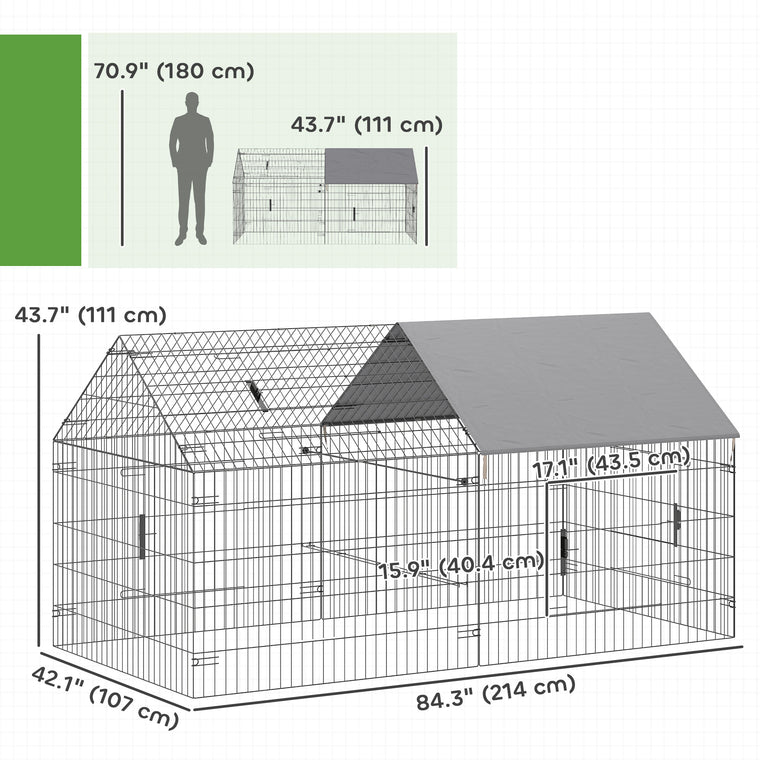 Large Metal Chicken Coop with Water-Resistant Cover & 4 Doors