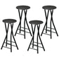 Set of 4 Foldable Barstools, Counter Height Bar Stools with Footrest and Steel Legs for Kitchen Island, Black