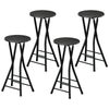 Foldable Bar Stools Set of 4 with Footrest - Black