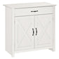 Farmhouse Sideboard Buffet Cabinet, Storage Cabinet with Barn Doors, Distressed White
