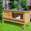 Wooden Rabbit Hutch with Slide-Out Tray & Openable Roof