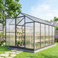 Polycarbonate Greenhouse, Aluminum Walk-In Green House Kit Garden, 6' x 10' x 6.4', Charcoal Grey