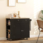 Kitchen Island with Power Outlet and Drop Leaf, Rolling Kitchen Cart with 2 Drawers and Adjustable Shelves, Black