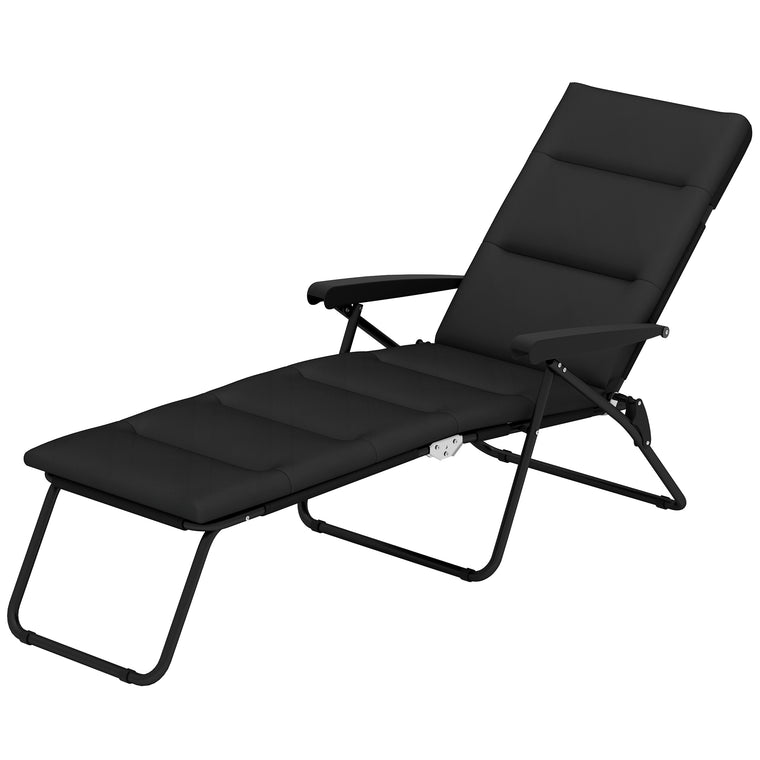 Foldable Reclining Sun Lounger with 6-Position Back