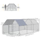 Chicken Run Outdoor, Galvanized Large Metal Chicken Coop Cage, Walk-in Enclosure Poultry Hen Run House Playpen Rabbit Hutch with Flat Roof, Cover