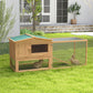 62'' L 2-Story Rabbit Hutch Bunny Cage Small Animal House with Pull Out Tray, Detachable Run, Ramp, for Indoor Outdoor, Natural