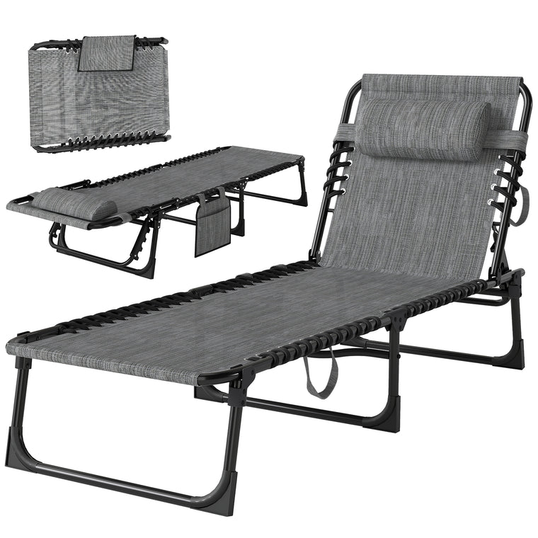 Mixed Grey Reclining Chaise Lounge with Removable Pillow
