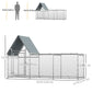 Walk In Chicken Run, Large Galvanized Chicken Coop, Hen Poultry House Cage, Rabbit Hutch Metal Enclosure w/ Water-Resist Cover for Outdoor Backyard Farm, 9.9' x 3.5' x 5.6'