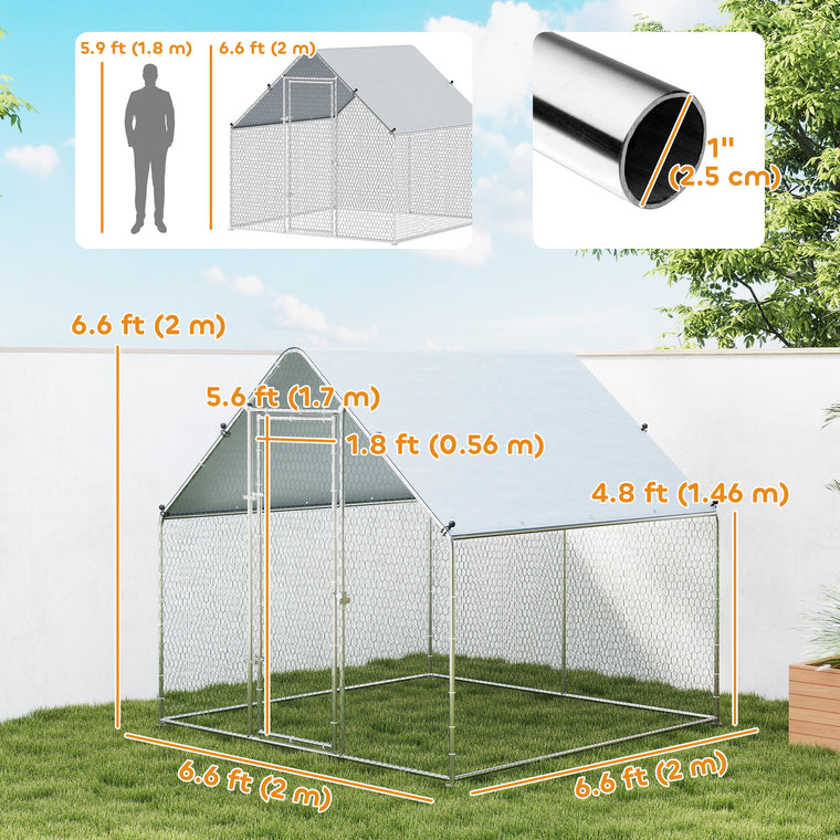 6.6' x 6.6' Metal Chicken Coop with Water & UV Protection