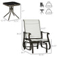 3PCs Gliding Rocking Chair & Bistro Tea Table Set, Mixed Grey