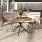 47" Round Kitchen Table for 4, Industrial Dining Table with Steel Legs for Dining Room, Dark Brown and Black