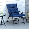 Foldable Lounge Chair, Fabric Upholstered Recliner, Outdoor Lounger with Armrest, Metal Frame for Backyard, Blue