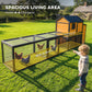 Large Chicken Coop, 134"L Wooden Chicken House with Run, Nesting Box, Slide-Out Tray, Waterproof Roof and Ramp
