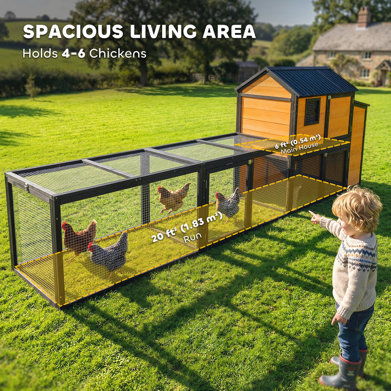 134" Large Wooden Chicken House with Slide-Out Tray & Ramp