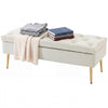 Velvet Tufted Bedroom Bench with Gold Legs