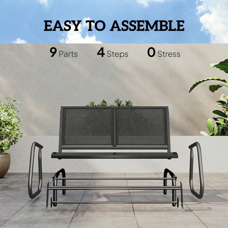 2-Seater Glider Bench with Sling Fabric Seat