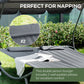 Double Patio Lounger with Adjustable Canopy, Outdoor Daybed Hammock Lounger with Headrest Pillows, Two Moving Wheels for Poolside, Garden, Grey