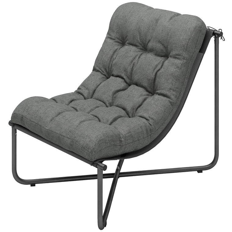 Sling Lounge Chair with Breathable Wide Seat and Cushion