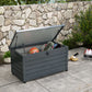 82 Gallon Garden Storage Box, Waterproof Outdoor Storage Container with Wheels and Handles, Dark Grey