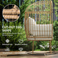 Oversized Rocking Chair, Indoor Outdoor Egg Chair w/ Thickened Cushions, Wicker Patio Lounger for Porch, Balcony, Beige