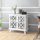 Storage Cabinet with Fretwork Doors and Shelf, Modern Freestanding Sideboard, Buffet, White