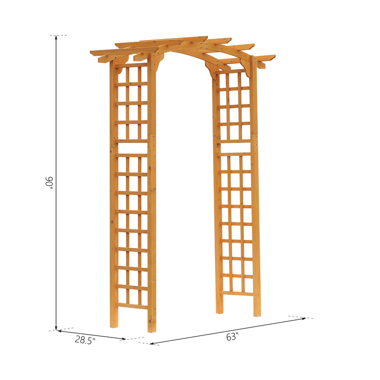 7.5FT Yellow Wood Garden Arch Trellis for Climbing Plants
