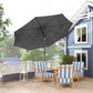 10' x 8' Round Market Umbrella, Patio Umbrella with Crank Handle and Tilt, Outdoor Parasol for Garden, Bench, Lawn, Grey