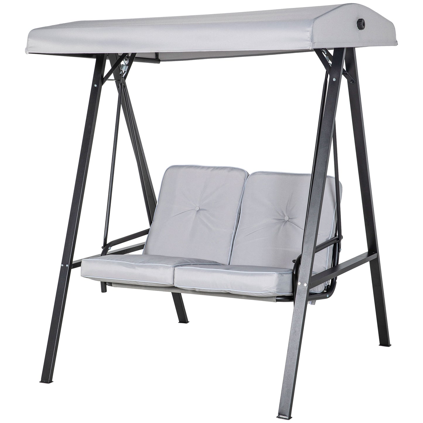 2-Seater Outdoor Porch Swing with Adjustable Canopy, Patio Swing Chair for Garden, Poolside, Backyard, Dark Blue