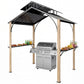 8 x 6ft Hardtop Grill Gazebo, BBQ Gazebo with Metal Double Roof, Outdoor Grill Canopy with Wood-Grain Aluminum Frame