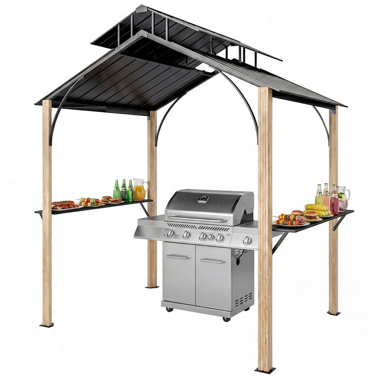 8' x 6' Hardtop Grill Gazebo with Metal Double Roof