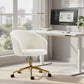 Office Chair, Teddy Fleece Upholstered Vanity Desk Chair, Cream White