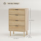 Chest of Drawers, 4 Drawer Dresser with Fluted Panels and Solid Wood Legs, Storage Cabinet for Living Room, Oak