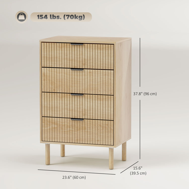 4-Drawer Dresser with Fluted Panels - Oak