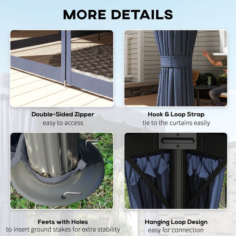 10' x 10' Soft-Top Gazebo with Curtains and Mesh Screen