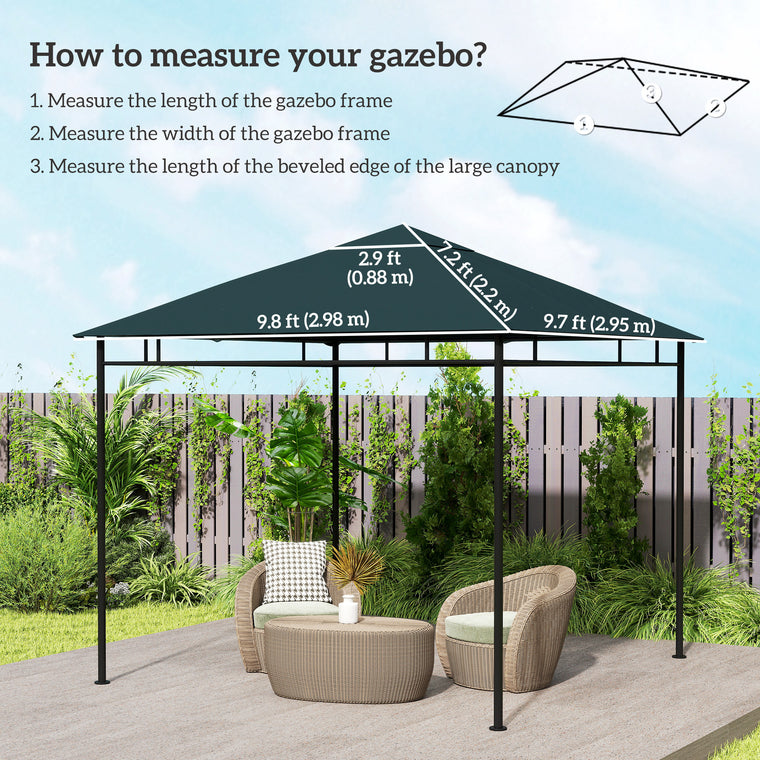 10' x 10' Grey Square Gazebo Canopy Replacement
