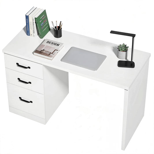 47" Computer Desk with 3 Drawers - White