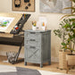 Vertical Filing Cabinet with 3 Drawers, Rustic Farmhouse Office Storage Cabinet for A4, Letter Size, Stone Grey