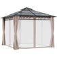 10' x 10' Outdoor Hardtop Gazebo Canopy w/ Double PC Roof, Steel Frame, Nettings, Curtains for Garden Lawn Deck, Khaki