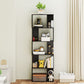 5-Tier Geometric Bookshelf, S Shaped Bookcase, Modern Freestanding Display Shelf Unit for Home Office, Black