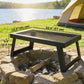 Folding Campfire Grill, 36" x 18" Heavy Duty Carbon Steel Grill Grate with Folding Legs, Black