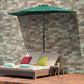 9ft Half Round Patio Umbrella, Outdoor Market Patio Table Umbrella Parasol with Crank Mechanism, 5 Ribs, Dark Green