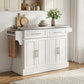 Rolling Kitchen Island with Storage and Stainless Steel Top, Kitchen Trolley with Drawers, Cabinets, Towel Rack