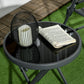 18" Outdoor Round Folding Table, Garden Side Table with Tempered Glass Top for Camping, Party, Weddings, Black