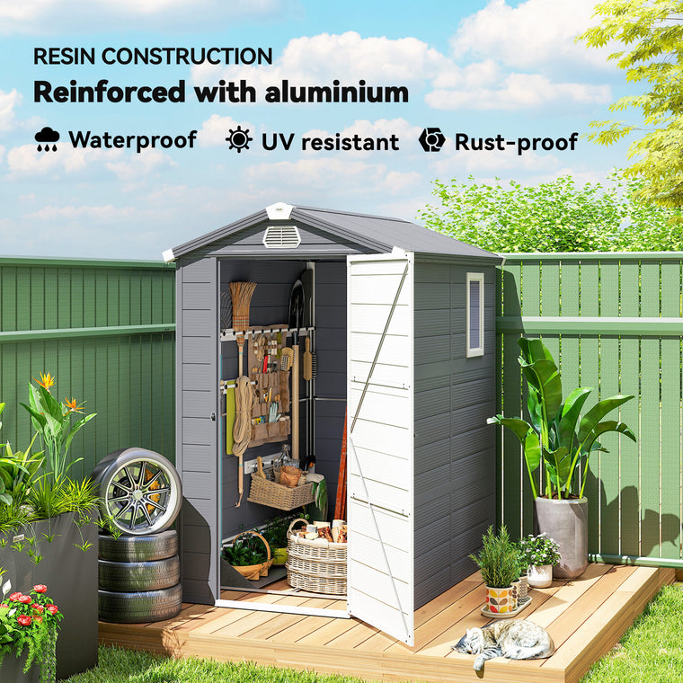 4.5' x 6' Plastic Garden Shed with Latch Door and Vents