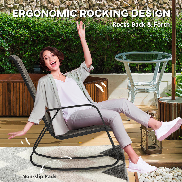 Rocking Chairs with High Backrest and Armrests, Set of 2