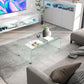 Glass Coffee Table, Clear Coffee Table for Living Room, Modern Rectangle Center Table with Safe Rounded Edges